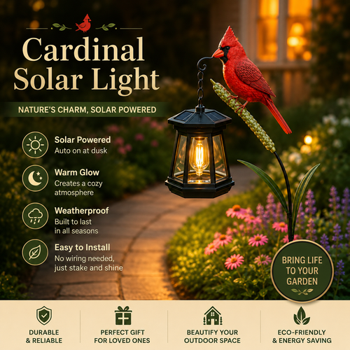 🐦 Cardinal Solar Light—A Beautiful Garden Light That Feels Full of Life