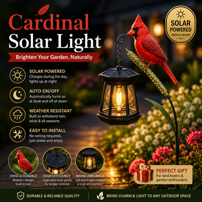 🐦 Cardinal Solar Light—A Beautiful Garden Light That Feels Full of Life