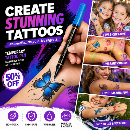 🔥Last Day 50% OFF🎨Safe Temporary Tattoo Pen🛡️ No Pain. No Commitment. Just Creativity✨