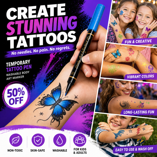 🔥Last Day 50% OFF🎨Safe Temporary Tattoo Pen🛡️ No Pain. No Commitment. Just Creativity✨