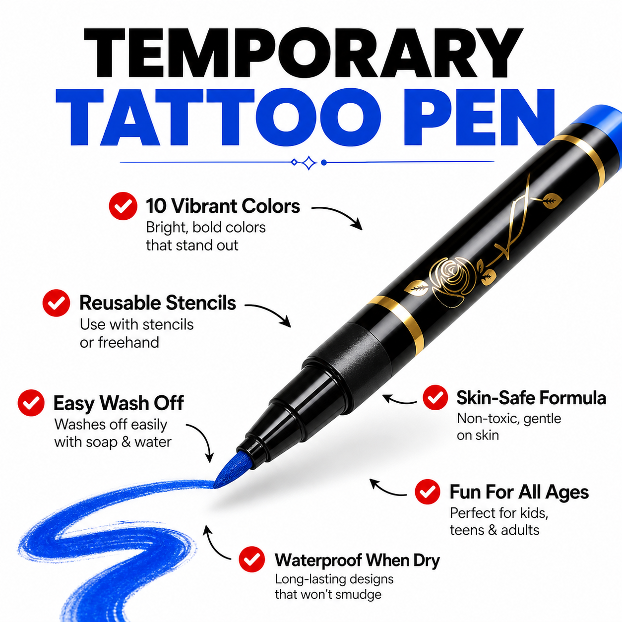 🔥Last Day 50% OFF🎨Safe Temporary Tattoo Pen🛡️ No Pain. No Commitment. Just Creativity✨