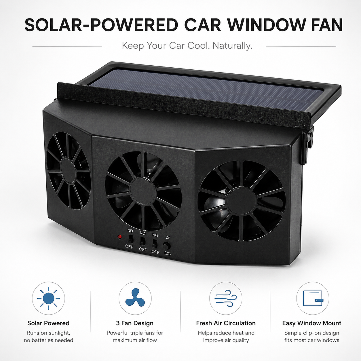 🔥Last Day 50% OFF☀️New Solar-Powered Car Ventilation Fan🔥🏆Ultimate Car Cooling Gadget🏆 CAR✨Electric fan