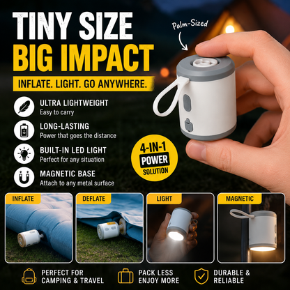 🔥Last Day 50% OFF Save Today Before The Offer Ends🎁4-in-1 Mini Outdoor Air Pump  Inflate. 🔥Deflate. 🚀Light Up.🌌 Attach Anywhere.✨
