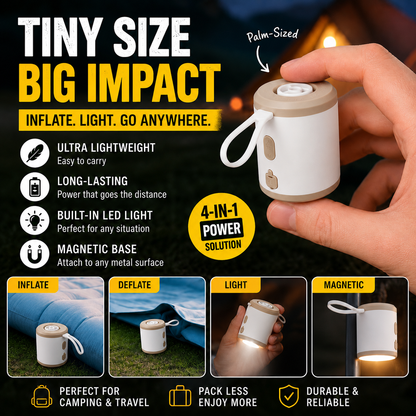 🔥Last Day 50% OFF Save Today Before The Offer Ends🎁4-in-1 Mini Outdoor Air Pump  Inflate. 🔥Deflate. 🚀Light Up.🌌 Attach Anywhere.✨