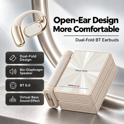 Dual-Folding Bluetooth Headphones - Waterproof, Stable Connection & Portable Design