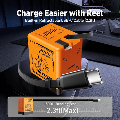 🎁（O Estoque limitado!⚡ Carregador rápido 2 em 1 universal ）🎉 45W Retractable Fast Charger Cube