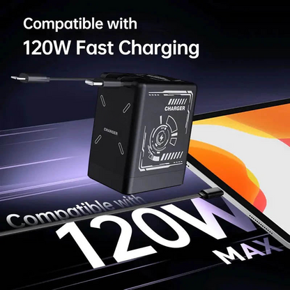 🎁（O Estoque limitado!⚡ Carregador rápido 2 em 1 universal ）🎉 45W Retractable Fast Charger Cube