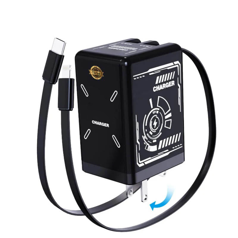 🎁（O Estoque limitado!⚡ Carregador rápido 2 em 1 universal ）🎉 45W Retractable Fast Charger Cube
