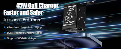 🎁（O Estoque limitado!⚡ Carregador rápido 2 em 1 universal ）🎉 45W Retractable Fast Charger Cube
