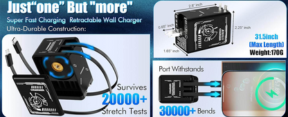 🎁（O Estoque limitado!⚡ Carregador rápido 2 em 1 universal ）🎉 45W Retractable Fast Charger Cube