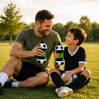 ⚽ World Cup Special: Buy 1 Get 1 FREE!🏃 Kids’ Favorite! 2-in-1 Foldable Football Water Bottle