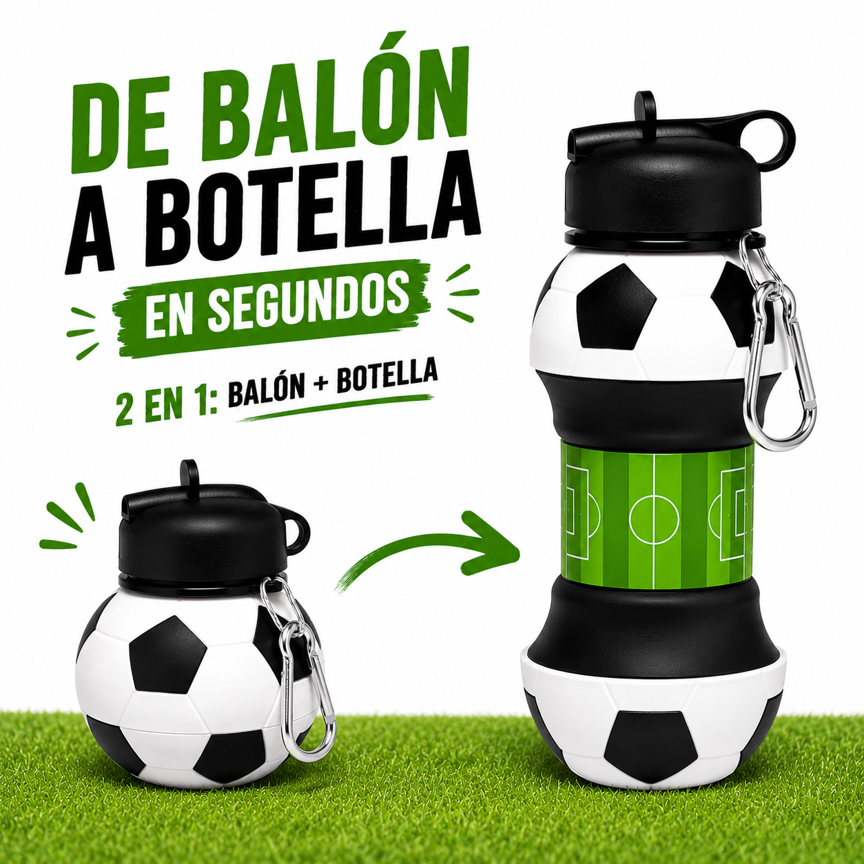 ⚽ World Cup Special: Buy 1 Get 1 FREE!🏃 Kids’ Favorite! 2-in-1 Foldable Football Water Bottle