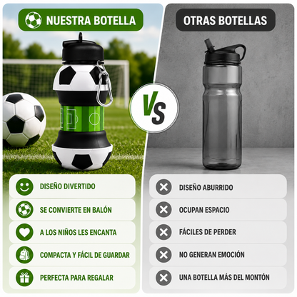 ⚽ World Cup Special: Buy 1 Get 1 FREE!🏃 Kids’ Favorite! 2-in-1 Foldable Football Water Bottle