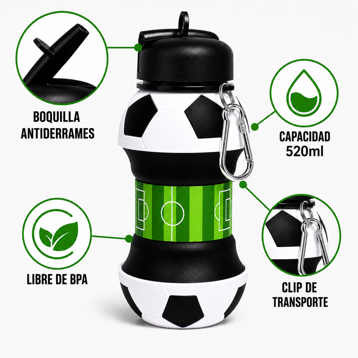 ⚽ World Cup Special: Buy 1 Get 1 FREE!🏃 Kids’ Favorite! 2-in-1 Foldable Football Water Bottle