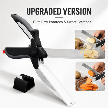 🥕 2-in-1 Kitchen Scissors with Cutting Board – Slice Veggies, Meat & Fruit in One Step, No More Switching Tools