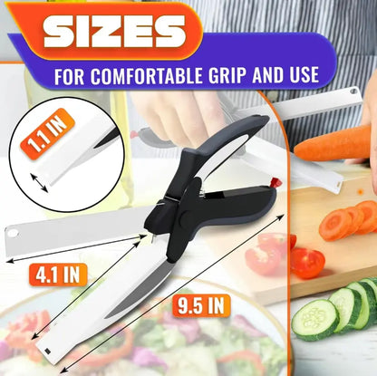 🥕 2-in-1 Kitchen Scissors with Cutting Board – Slice Veggies, Meat & Fruit in One Step, No More Switching Tools