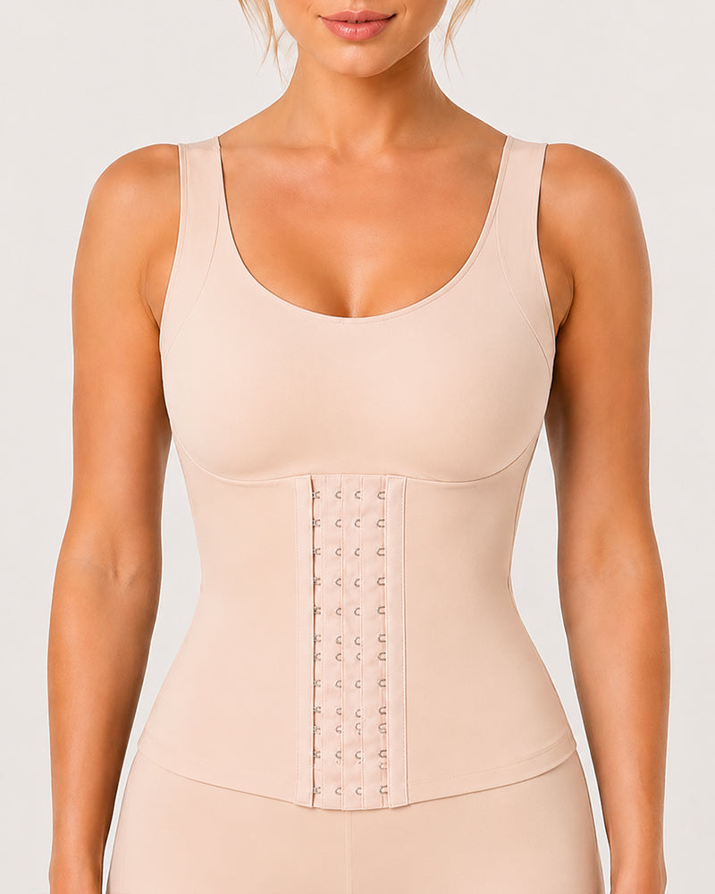 4-in-1 Seamless Front Closure Tummy Control Wire-Free Bra Crossback Shaping Vest