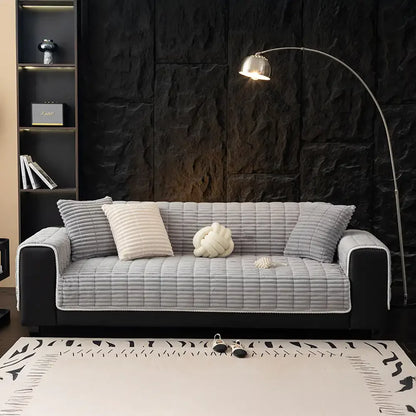 🏡Non-Slip Flannel Couch Cover One-Piece,✨ Soft Quilted Sofa Protector Slipcover, Warm & Cozy Furniture Shield for Pets & Kids🏡