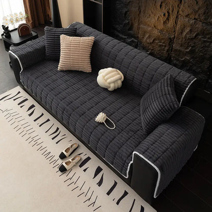 🏡Non-Slip Flannel Couch Cover One-Piece,✨ Soft Quilted Sofa Protector Slipcover, Warm & Cozy Furniture Shield for Pets & Kids🏡