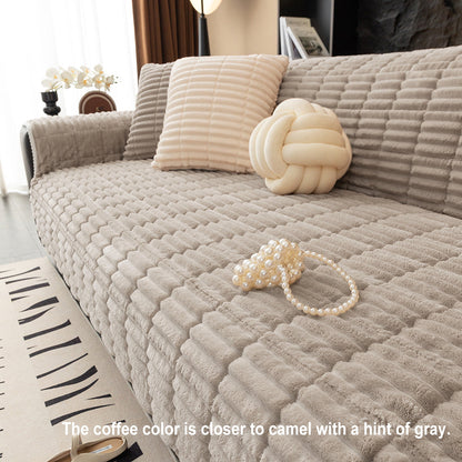🏡Non-Slip Flannel Couch Cover One-Piece,✨ Soft Quilted Sofa Protector Slipcover, Warm & Cozy Furniture Shield for Pets & Kids🏡