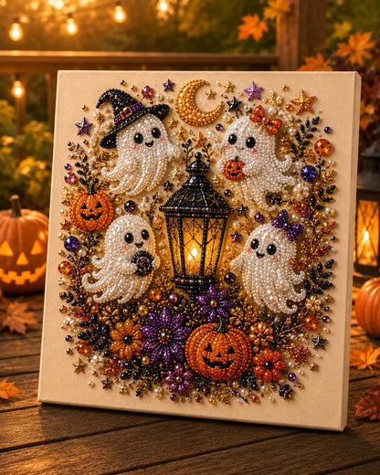 Halloween Pearl Art DIY Kit – Turn Tiny Pearls into Spooky-Cute Magic (Size:7.87in*7.87in)