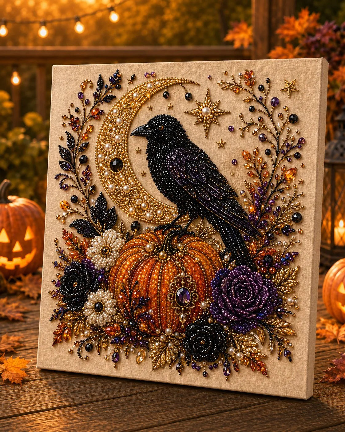 Halloween Pearl Art DIY Kit – Turn Tiny Pearls into Spooky-Cute Magic (Size:7.87in*7.87in)