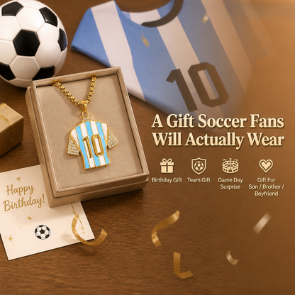 🔥Last Day 50% OFF⚽🏆Gold Soccer Fan Pendant Necklace – Bling Jersey, Cleat & Player Styles⚽🏆