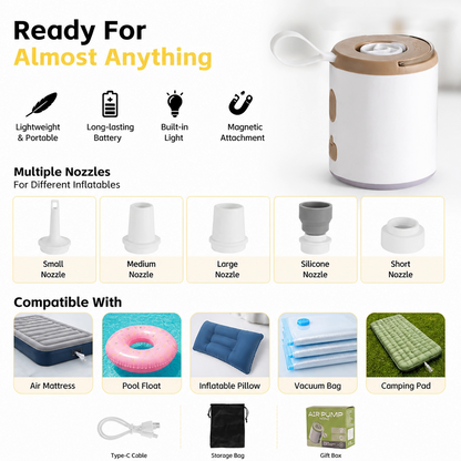 🔥Last Day 50% OFF Save Today Before The Offer Ends🎁4-in-1 Mini Outdoor Air Pump  Inflate. 🔥Deflate. 🚀Light Up.🌌 Attach Anywhere.✨
