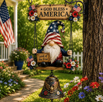 Rustic Garden Gnome Bell – Bee-Themed Farmhouse Outdoor Decor 🌼
