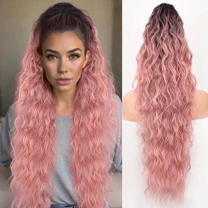 🔥30 Inches Curly Wavy Frizzy Hair Extension with Ponytail