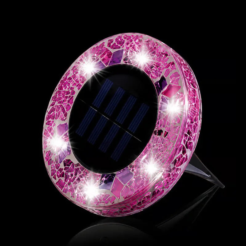 ✨Solar Outdoor Mosaic Disk Lights, Waterproof Decorative Pathway LED Light