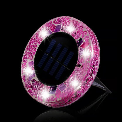 ✨Solar Outdoor Mosaic Disk Lights, Waterproof Decorative Pathway LED Light