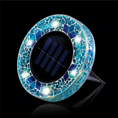 ✨Solar Outdoor Mosaic Disk Lights, Waterproof Decorative Pathway LED Light
