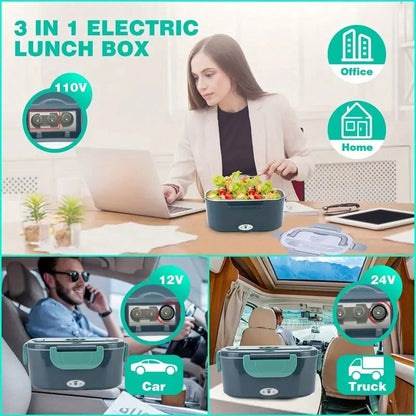عرض خاص! صندوق غداء كهربائي (صندوق غداء + شوكة وملعقة + حقيبة غداء)