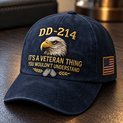 100% Handmade DD-214 Veteran Honor Embroidered Cap(𝐂𝐡𝐚𝐝 𝐒𝐦𝐢𝐭𝐡 𝐇𝐚𝐧𝐝𝐦𝐚𝐝𝐞®)