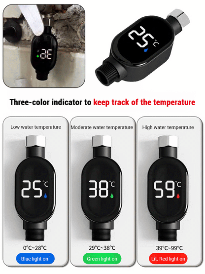 【0 electricity bill】Shower head LED temperature display