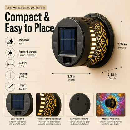 ⏳Half Price! Solar Mandala Projection Lamp, Wall & Yard Dual Use IP65 Waterproof