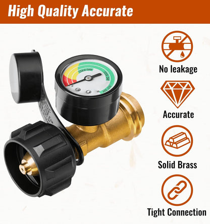 All-in-One Propane Tank Gauge | QCC1 Universal Fit for Grills, RVs & Outdoor Heaters🛻