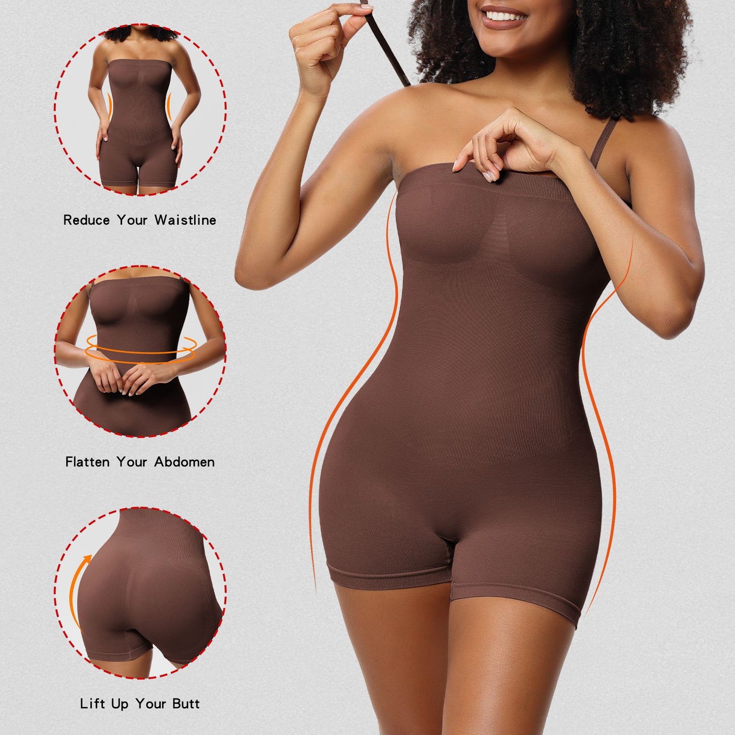 Strapless Seamless Tummy Control One-piece Body Shapewear