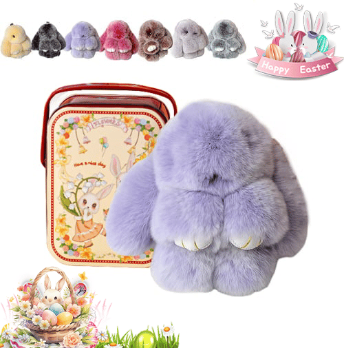 🐰Easter Cute Bunny Plush Keychain - Iron Box Gift🎁Easter Sweet Surprise