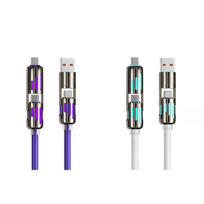 🎉اليوم الأخير - اشترِ واحدًا واحصل على الثاني مجانًا🔥 كابل شحن USB 4 في 1 (شحن سريع بحد أقصى 240 واط)