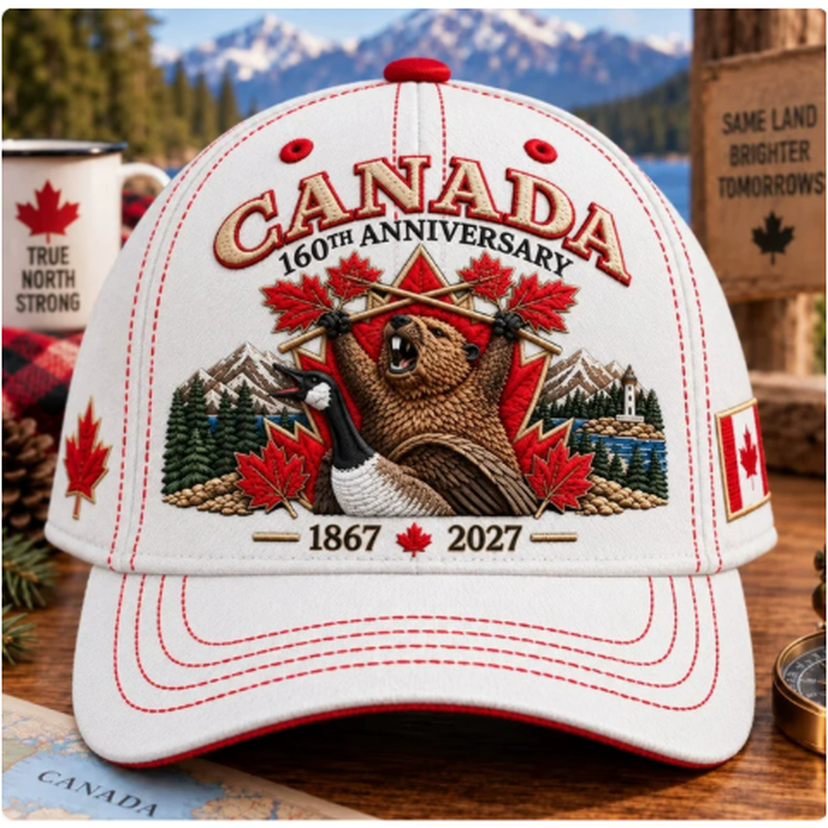 🍁 Canada 160th Anniversary 1867–2027 – Premium Embroidered Heritage Cap 100% Cotton
