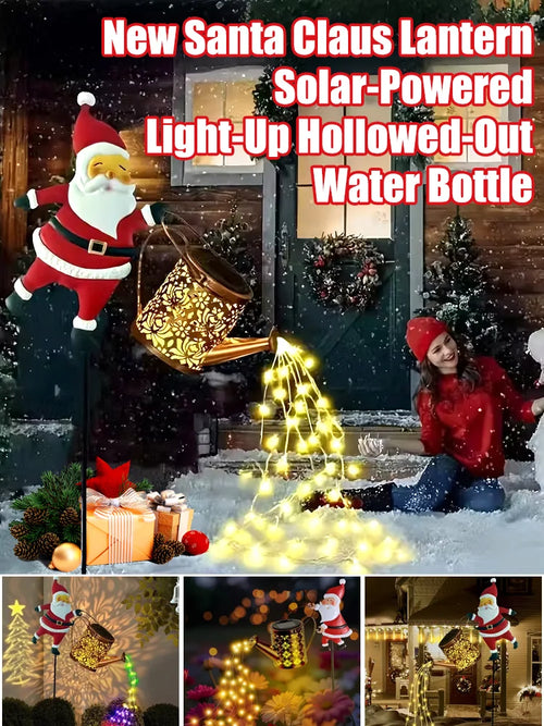 🔥Special Christmas Offer!🎄New Santa Claus Lantern Solar-Powered Light-Up Hollowed-Out Water Bottle