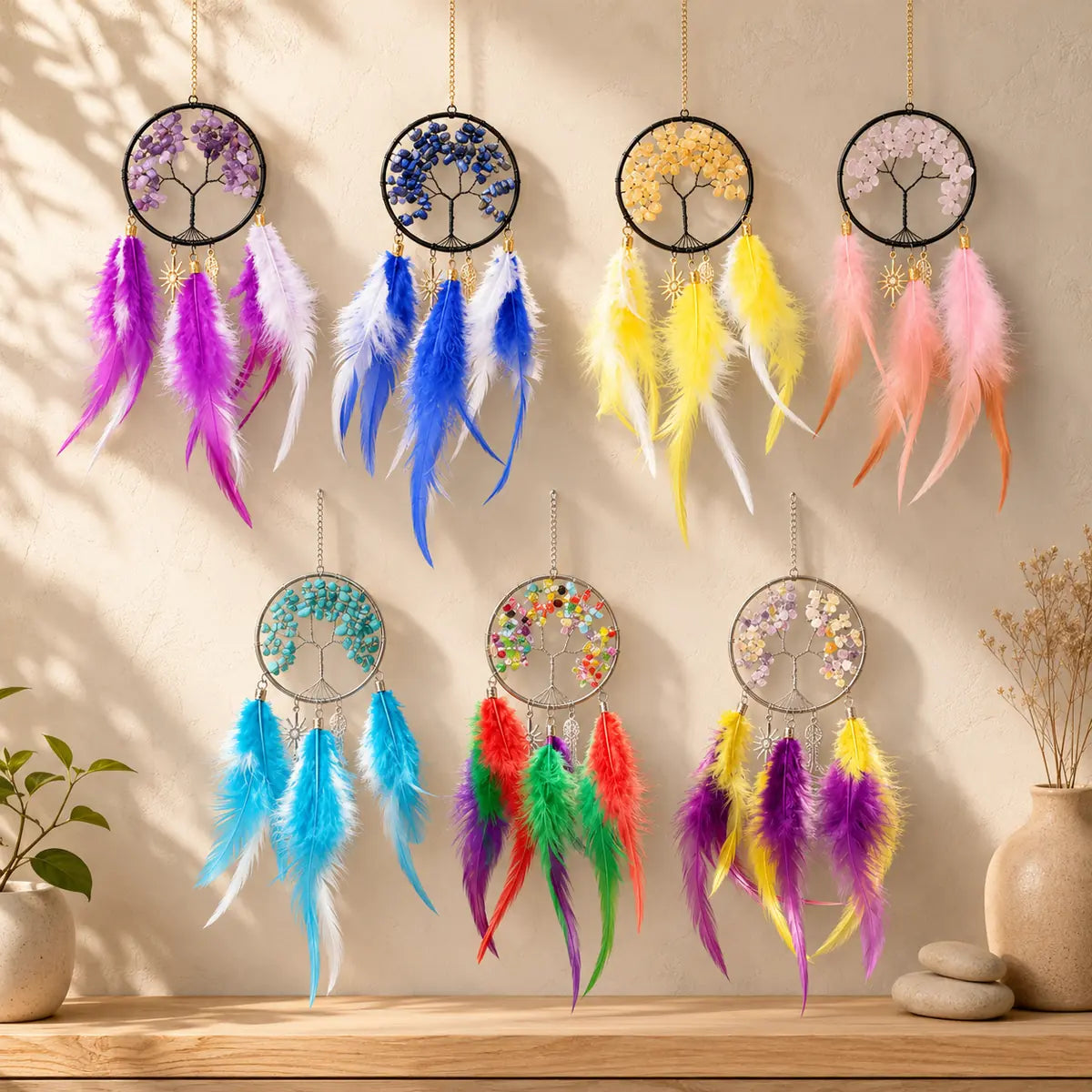 💔She Was Told No One Would Want Them. She Made One More Anyway. Crystal Tree of Life Feather Hanging — Give One a Home