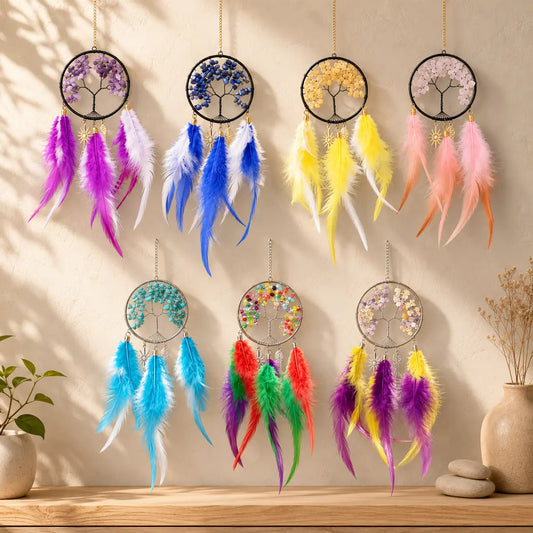 💔She Was Told No One Would Want Them. She Made One More Anyway. Crystal Tree of Life Feather Hanging — Give One a Home