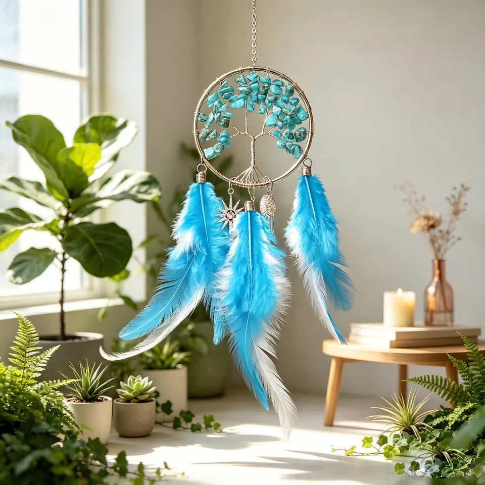 💔She Was Told No One Would Want Them. She Made One More Anyway. Crystal Tree of Life Feather Hanging — Give One a Home