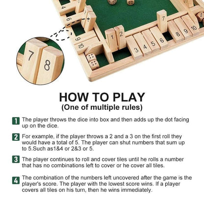 🔥Only 10 Sets Left!🕹️SHUT THE BOX-WOODEN DICE BOARD GAME