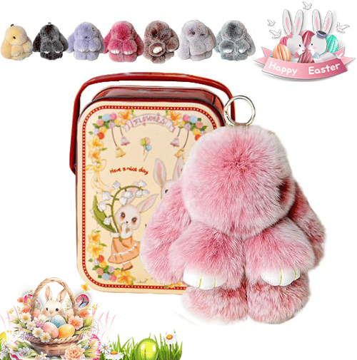 🐰Easter Cute Bunny Plush Keychain - Iron Box Gift🎁Easter Sweet Surprise