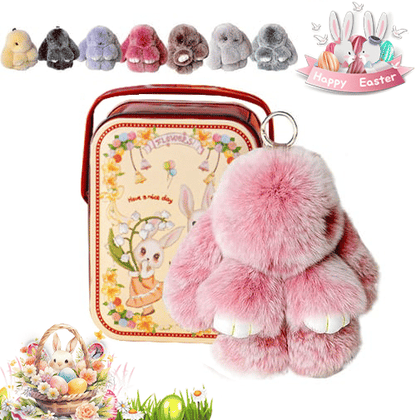 🐰Easter Cute Bunny Plush Keychain - Iron Box Gift🎁Easter Sweet Surprise
