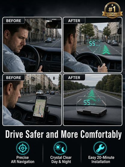 🚀 3D GPS HUD: Plug USB to slash driving risk, No more head-down distraction!